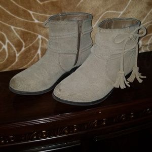 Tan suede ankle boots brand is Sugar